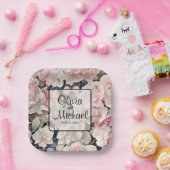 Assiettes En Carton Elégante aquarelle rose hydrangées florales (Fête)