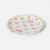 Assiettes En Carton Elégante Aquarelle rose & or Pastel Macarons (Angle)