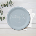 Assiettes En Carton Élégante Baby Shower Bleu Clair<br><div class="desc">Assiette simple bleu clair avec 'Something Blue' dessus avec le nom de la mariée et la date de l'événement.

'Quelque chose d'ancien,  quelque chose de nouveau,  quelque chose d'emprunté,  quelque chose de bleu.'</div>