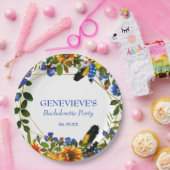Assiettes En Carton Élégante Bachelorette Florale Boho Bleu (Fête)