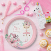 Assiettes En Carton Elégante Ballerina Florals Fille 8e fête d'anniver (Fête)