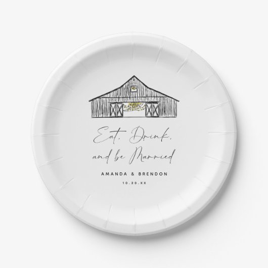 Assiettes En Carton Élégante Barne Mariage Quote Plaque papier (Devant)