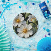 Assiettes En Carton Elégante Belle Fleurs Blanches Aquarelle Chic (Fête)