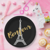 Assiettes En Carton Elégante Bonjour Tour Eiffel (Fête)