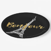 Assiettes En Carton Elégante Bonjour Tour Eiffel (Angle)