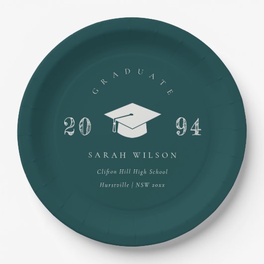 Assiettes En Carton Élégante Bouteille verte Minimale Graduation simpl (Devant)