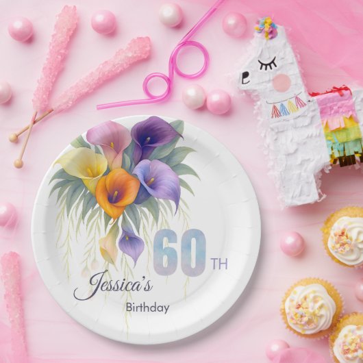 Assiettes En Carton Elégante Calla Lily 60e anniversaire Jalon (Fête)