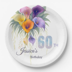 Assiettes En Carton Elégante Calla Lily 60e anniversaire Jalon