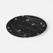 Assiettes En Carton Élégante calligraphie de Noël noir et argent (Angle)