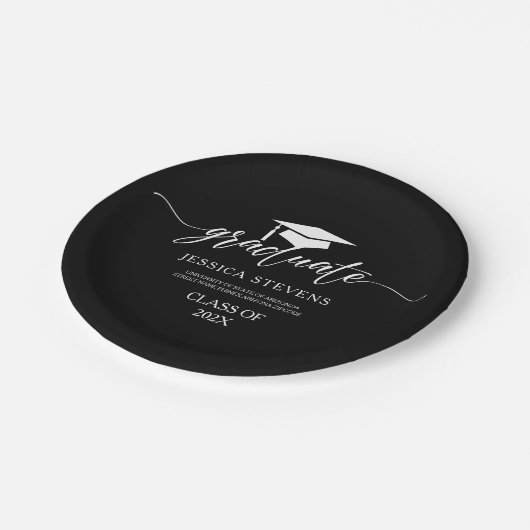 Assiettes En Carton Élégante Calligraphie De Script Blanc Simple Sur N (Angle)