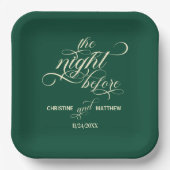 Assiettes En Carton Élégante calligraphie La nuit avant Mariage Turquo (Recto)