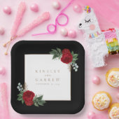 Assiettes En Carton Élégante calligraphie or noir & blanc Mariage (Fête)