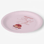 Assiettes En Carton Elégante cerise rose sur la Fête des mariées supér (Angle)