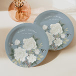 Assiettes En Carton Élégante Chinoiserie Dusty Blue Floral Bird Mariag<br><div class="desc">Belle décoration inspirée de la chinoiserie avec d'élégantes fleurs et oiseaux blancs bleu et ivoire poussiéreux</div>