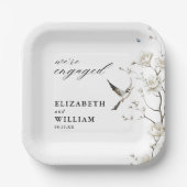 Assiettes En Carton Élégante Chinoiserie Floral Garden Engagement Part (Recto)