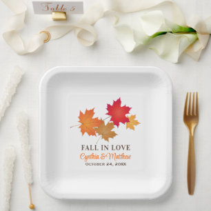 Assiettes En Carton Élégante chute dans l'amour Automne Feuilles Maria