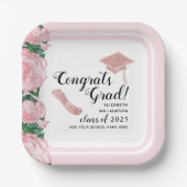 Assiettes En Carton Élégante Classe Rose 2025 Félicitations Grad Grad  (Recto)