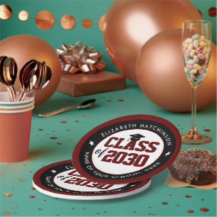 Assiettes En Carton Élégante classe rouge bordeaux de 2023 Graduation