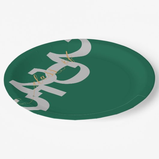 Assiettes En Carton Élégante classe verte de 2025 Graduation Party (Angle)