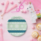 Assiettes En Carton Élégante conception de flocon de neige vert de Noë (Fête)