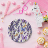 Assiettes En Carton Elégante conception papillon et lavande (Fête)