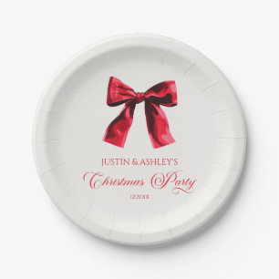 Assiettes En Carton Élégante Coquette Rouge Bow Noël Party