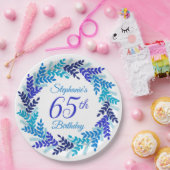 Assiettes En Carton Élégante couronne bleue 65e anniversaire (Fête)