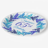 Assiettes En Carton Élégante couronne bleue 65e anniversaire (Angle)