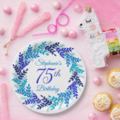 Assiettes En Carton Élégante couronne bleue 75e anniversaire (Fête)