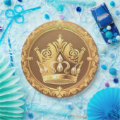 Assiettes En Carton Elégante Couronne d'or (Fête)