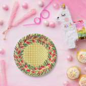 Assiettes En Carton Elégante couronne rouge Holly Berries or de Noël (Fête)