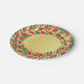 Assiettes En Carton Elégante couronne rouge Holly Berries or de Noël (Angle)