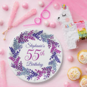 Assiettes En Carton Élégante couronne violette rose 55e anniversaire (Fête)