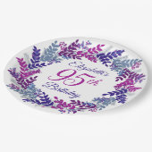 Assiettes En Carton Élégante couronne violette rose 95e fête d'anniver (Angle)