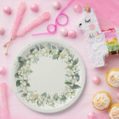 Assiettes En Carton Elégante crème Snowberry+Eucalyptus Wreath Mariage (Fête)