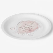 Assiettes En Carton Élégante crête rose d'aquarelle première communion (Angle)