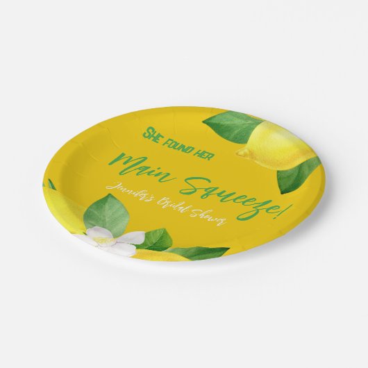 Assiettes En Carton Élégante douche de citron jaune Main Squeeze (Angle)