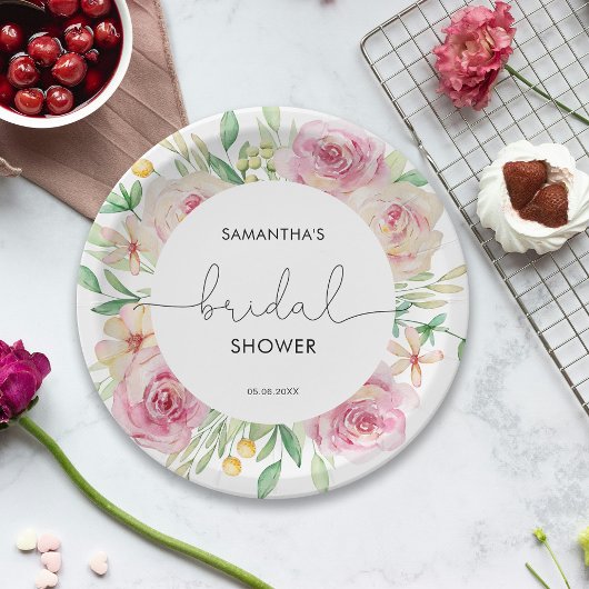 Assiettes En Carton Elégante douche de mariée rose