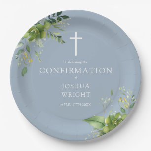 Assiettes En Carton Elégante Dusty Blue Green Confirmation