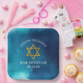 Assiettes En Carton Elégante étoile d'or de David Bar Mitzvah (Fête)