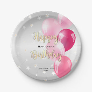 Assiettes En Carton Élégante étoile, joyeux anniversaire et ballons