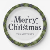Assiettes En Carton Élégante Famille Joyeux Noël Party Classic Plaid (Devant)