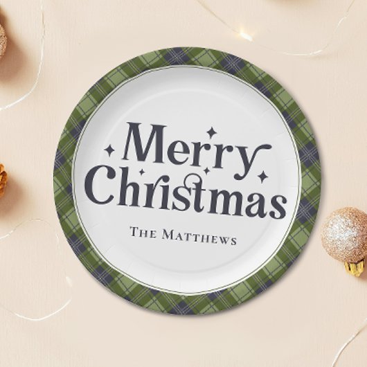 Assiettes En Carton Élégante Famille Joyeux Noël Party Classic Plaid