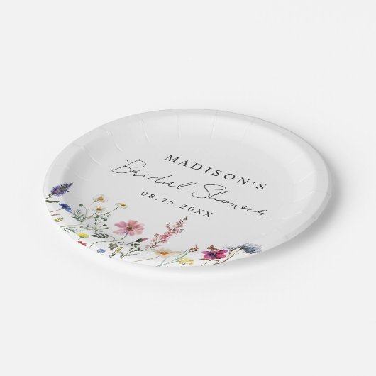 Assiettes En Carton Élégante Fête de Fiançailles de Prairie de Fleurs  (Angle)