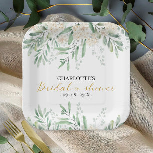 Assiettes En Carton Élégante Fête de Mariage avec la Verdure du Sage