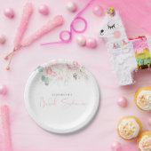 Assiettes En Carton Élégante Fête de Mariage Botanique Fleurie Rose (Fête)