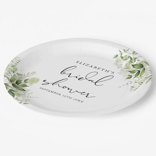 Assiettes En Carton Élégante Fête de Mariage Champêtre avec Végétation (Angle)