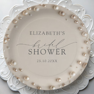 Assiettes En Carton Élégante Fête de Mariée Perle