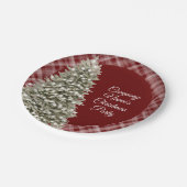 Assiettes En Carton Élégante fête de Noël Arbre rouge foncé (Angle)