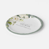 Assiettes En Carton Elégante Fête des mariées couleur vert gris blanc (Angle)